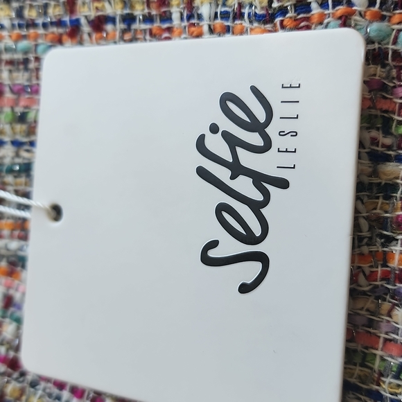 NWT Selfie Leslie Edith Strapless Tweed Multi Colored Mini Dress Sz L - Picture 7 of 8